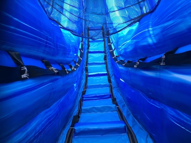 water slide with a pool