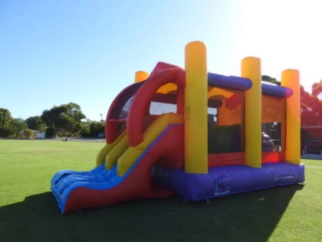 side view inflatable obstacle bouncy slide with a theme - ijump jumping castle Adelaide