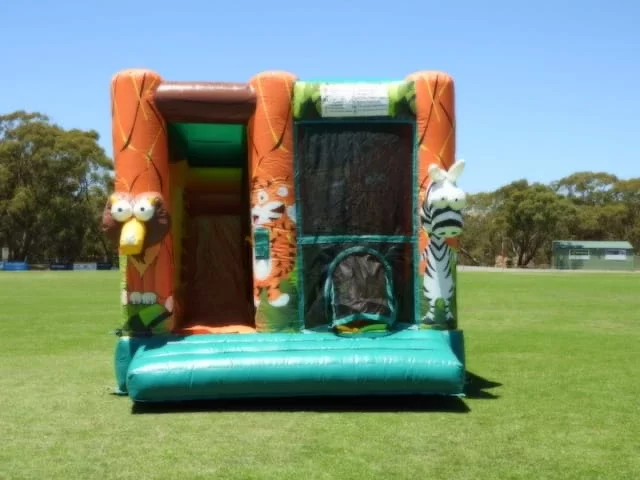 Obstacle course inflatable jumping castle jungle animals theme