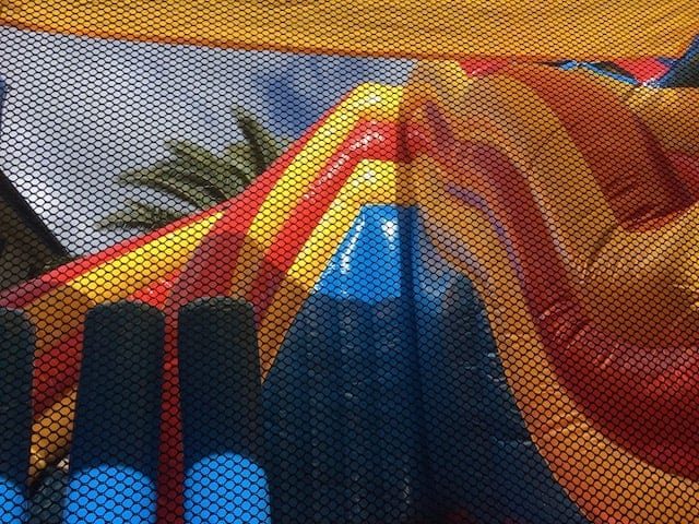 Round slide jumping castle inside view