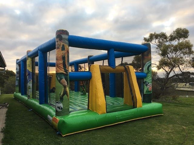 Large inflatable soccer pitch goal view