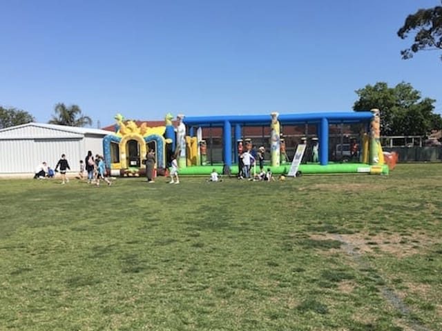 Large inflatable soccer pitch