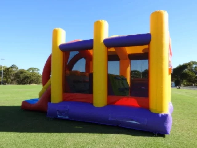 inflatable obstacle bouncy castle with a theme banner side view - ijump jumping castle Adelaide